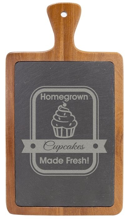 13.25 x 7 in. Acacia Wood/Slate Board — catalog reference 1025