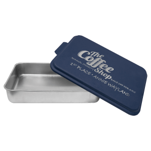 9 x 13 in. Navy Blue Aluminum Cake Pans with Colored Lid — catalog reference 1800