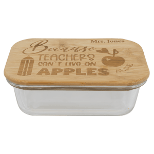 12 oz. Rectangle Glass Container with Bamboo Lid — catalog reference 1811