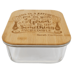 50 oz. Rectangle Glass Container with Bamboo Lid — catalog reference 1817