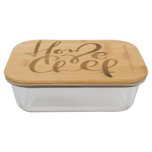 35 oz. Rectangle Glass Container with Bamboo Lid — catalog reference 1815