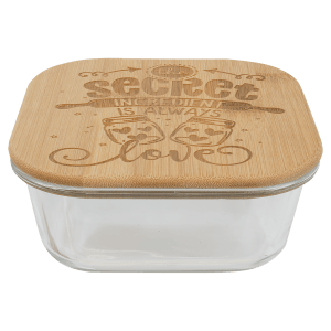27 oz. Square Glass Container with Bamboo Lid — catalog reference 1821