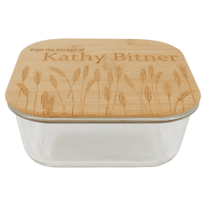 37 oz. Square Glass Container with Bamboo Lid — catalog reference 1823