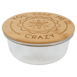 21 oz. Round Glass Container with Bamboo Lid — catalog reference 1827