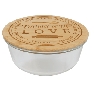 44 oz. Round Glass Container with Bamboo Lid — catalog reference 1831