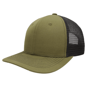 Army Green/Black Classic 6-Panel Trucker Hats — catalog reference 1606