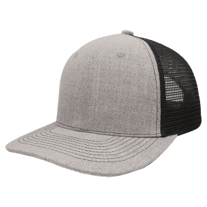 Heather Gray/Black Classic 6-Panel Trucker Hats — catalog reference 1605