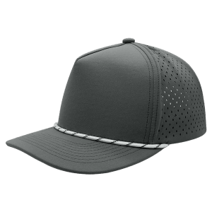 Dark Gray/Dark Gray 5-Panel Performance Hats with White Rope — catalog reference 1616