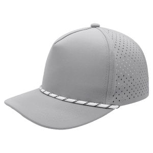 Light Gray/Light Gray 5-Panel Performance Hats with White Rope — catalog reference 1615