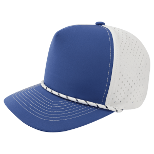 Royal Blue/White 5-Panel Performance Hats with White Rope — catalog reference 1620