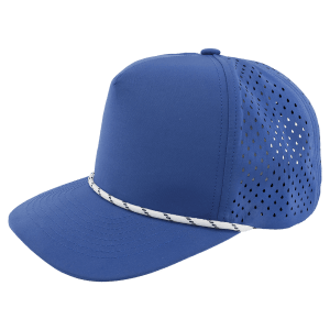 Royal Blue/Royal Blue 5-Panel Performance Hats with White Rope — catalog reference 1619