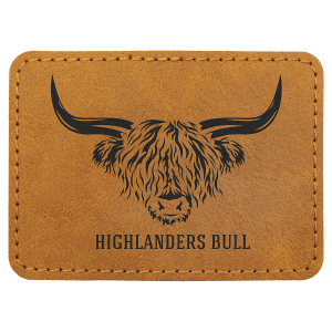 3 1/2" x 2 1/2" Light Brown Premier Leatherette Rectangle Patch with Premium Adhesive - Collection — catalog reference 132
