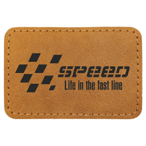3" x 2" Light Brown Premier Leatherette Rectangle Patch with Premium Adhesive - Collection — catalog reference 123
