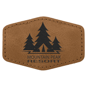 3" x 2" Medium Brown Premier Leatherette Hex Patch with Premium Adhesive - Collection — catalog reference 196