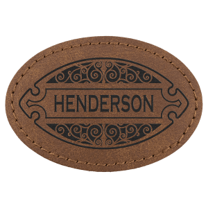 3" x 2" Dark Brown Premier Leatherette Oval Patch with Premium Adhesive -Creekside Collection — catalog reference 161