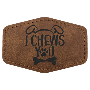 3" x 2" Dark Brown Premier Leatherette Hex Patch with Premium Adhesive - Collection — catalog reference 197