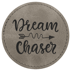 3" Gray Premier Leatherette Round Patch with Premium Adhesive - Collection — catalog reference 155
