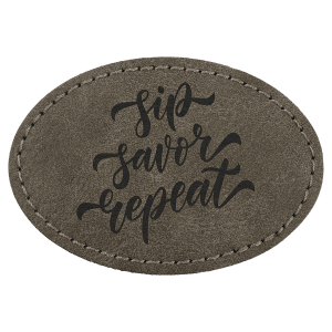 3" x 2" Dark Gray Premier Leatherette Oval Patch with Premium Adhesive - Collection — catalog reference 165