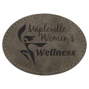 Oval Patch with Premium Adhesive - Leatherette, Collection 3 1/2" x 2 1/2", Dark Gray — catalog reference 174