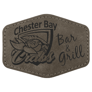 Hex Patch with Premium Adhesive - Leatherette, Collection 3 1/2" x 2 1/2", Dark Gray — catalog reference 210