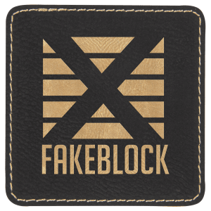 3" x 3" Black/Gold Leatherette Square Patch with Premium Adhesive — catalog reference 1538