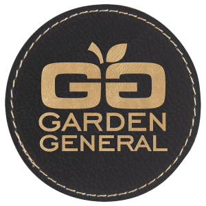 3" Black/Gold Leatherette Round Patch with Premium Adhesive — catalog reference 1508