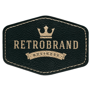 3 1/2" x 2 1/2" Black/Gold Leatherette Hex Patch with Premium Adhesive — catalog reference 1568