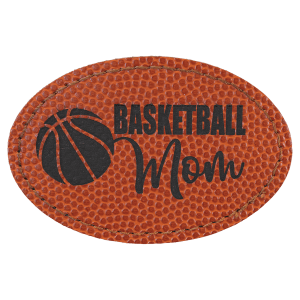 3" x 2" Oval Basketball Leatherette Patch with Adhesive — catalog reference 1398