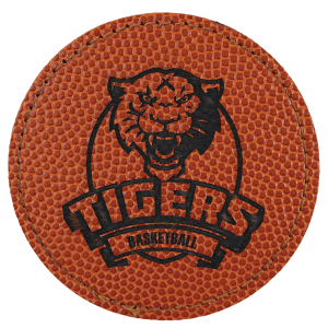 3" Round Basketball Leatherette Patch with Adhesive — catalog reference 1385