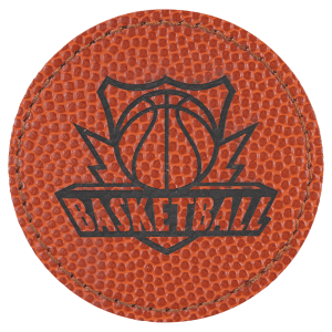 2 1/2" Round Basketball Leatherette Patch with Adhesive — catalog reference 1370
