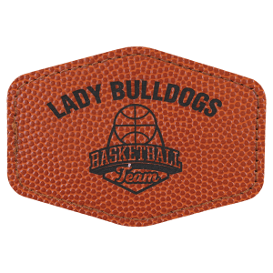 3 1/2" x 2 1/2" Hex Basketball Leatherette Patch with Adhesive — catalog reference 2309