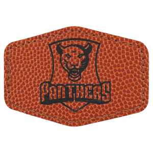 3" x 2" Hex Basketball Leatherette Patch with Adhesive — catalog reference 2308