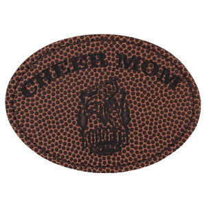 3 1/2" x 2 1/2" Oval Football Leatherette Patch with Adhesive — catalog reference 1410