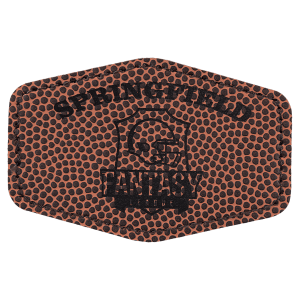 3" x 2" Football Leatherette Hex Patch with Premium Adhesive — catalog reference 1575