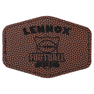 3 1/2" x 2 1/2" Hex Football Leatherette Patch with Adhesive — catalog reference 2307