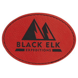 3 1/2" x 2 1/2" Red Leatherette Oval Patch with Premium Adhesive — catalog reference 1473