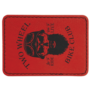 3 1/2" x 2 1/2" Red Leatherette Rectangle Patch with Premium Adhesive — catalog reference 1445