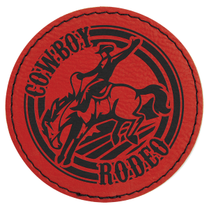 3" Red Leatherette Round Patch with Premium Adhesive — catalog reference 1503
