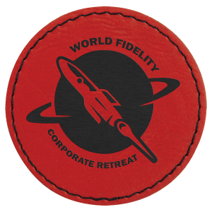 2 1/2" Red Leatherette Round Patch with Premium Adhesive — catalog reference 1518