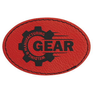 3" x 2" Red Leatherette Oval Patch with Premium Adhesive — catalog reference 1488