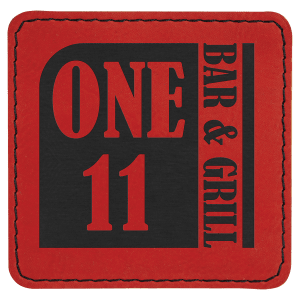 3" x 3" Red Leatherette Square Patch with Premium Adhesive — catalog reference 1533