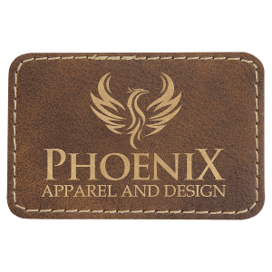 3" x 2" Rustic/Gold Leatherette Rectangle Patch with Premium Adhesive — catalog reference 1460