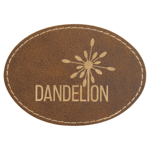 3 1/2" x 2 1/2" Rustic/Gold Leatherette Oval Patch with Premium Adhesive — catalog reference 1474