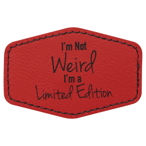 3" x 2" Red Leatherette Hex Patch with Premium Adhesive — catalog reference 1578