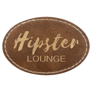 3" x 2" Rustic/Gold Leatherette Oval Patch with Premium Adhesive — catalog reference 1489