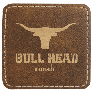 2 1/2" x 2 1/2" Rustic/Gold Leatherette Square Patch with Premium Adhesive — catalog reference 1549