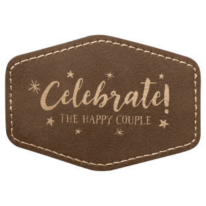 3 1/2" x 2 1/2" Rustic/Gold Leatherette Hex Patch with Premium Adhesive — catalog reference 1564