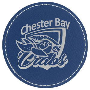 3" Blue/Silver Leatherette Round Patch with Premium Adhesive — catalog reference 1505