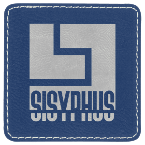 3" x 3" Blue/Silver Leatherette Square Patch with Premium Adhesive — catalog reference 1535