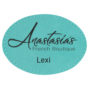 3 1/2" x 2 1/2" Teal Leatherette Oval Patch with Premium Adhesive — catalog reference 1476